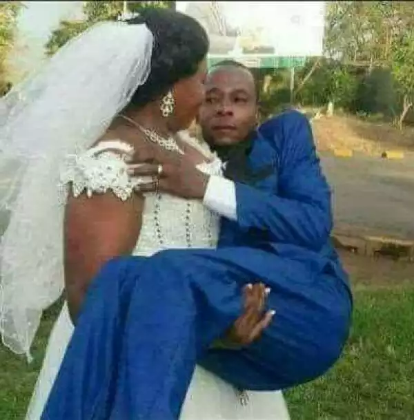 Romantic Or Nah?! See How This Bride Carried Her Husband On Their Wedding Day (See Photo)